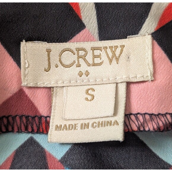 J Crew Blouse Size S Geometric Print Modern Short Sleeve Top Career - Picture 3 of 8